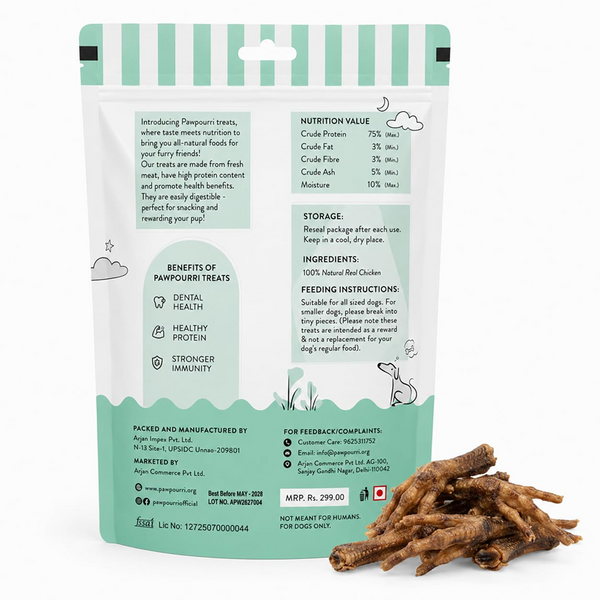 Pawpourri 100% Natural Chicken Feet Dog Treat