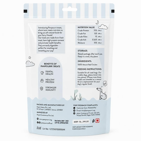 Pawpourri 100% Natural Chicken Neck Jerky Dog Treat