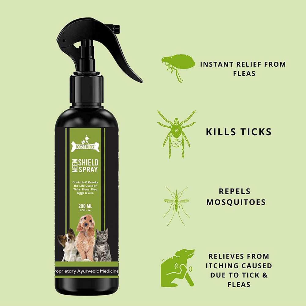DOGZ & DUDEZ Natural Neem Shield Tick & Flea Repellent Spray for Dogs and Cats Both-Health & Wellness DOGZ & DUDEZ