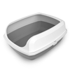 PetGains Semi Closed Anti Overflow Litter Tray with Scooper for Cats (Grey)
