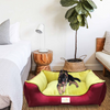 House of Furry Turkish Velvet Bolster Rosa Bed for Dogs and Cats (Multicolor) Both-Bedding, Mats & Travel Supplies House of Furry Dropship