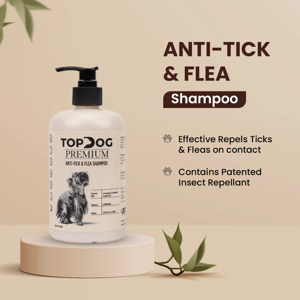 TopDog Premium Anti Tick and Flea Shampoo for Dogs and Cats