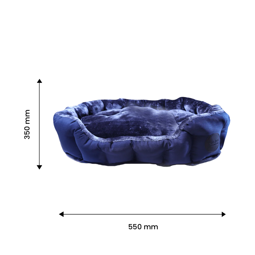 TopDog Premium Rib Stock Oval Lounger Bed for Dogs and Cats (Navy) (Get a Toy Free)