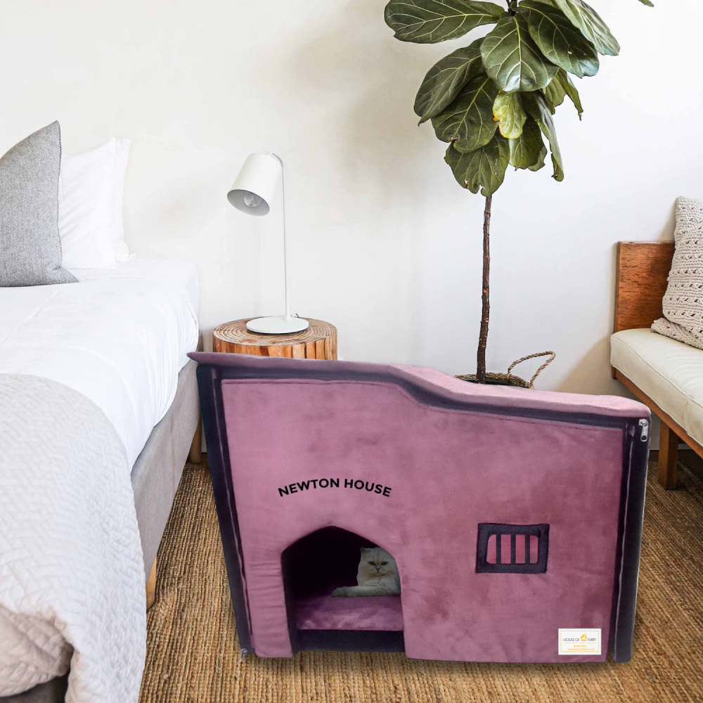 House of Furry Newton Premium Soft Turkish Velvet Hut House for Cats (Bricks)