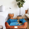 House of Furry Turkish Velvet Bolster Pet Bed Ginni Dogs and Cats (Multicolor) Both-Bedding, Mats & Travel Supplies House of Furry Dropship