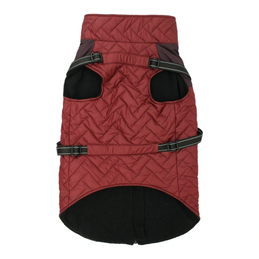 Pawpourri Puffer Jacket with Attached Harness for Dogs (Maroon) Both-Clothing & Accessories Pawpourri Dropship