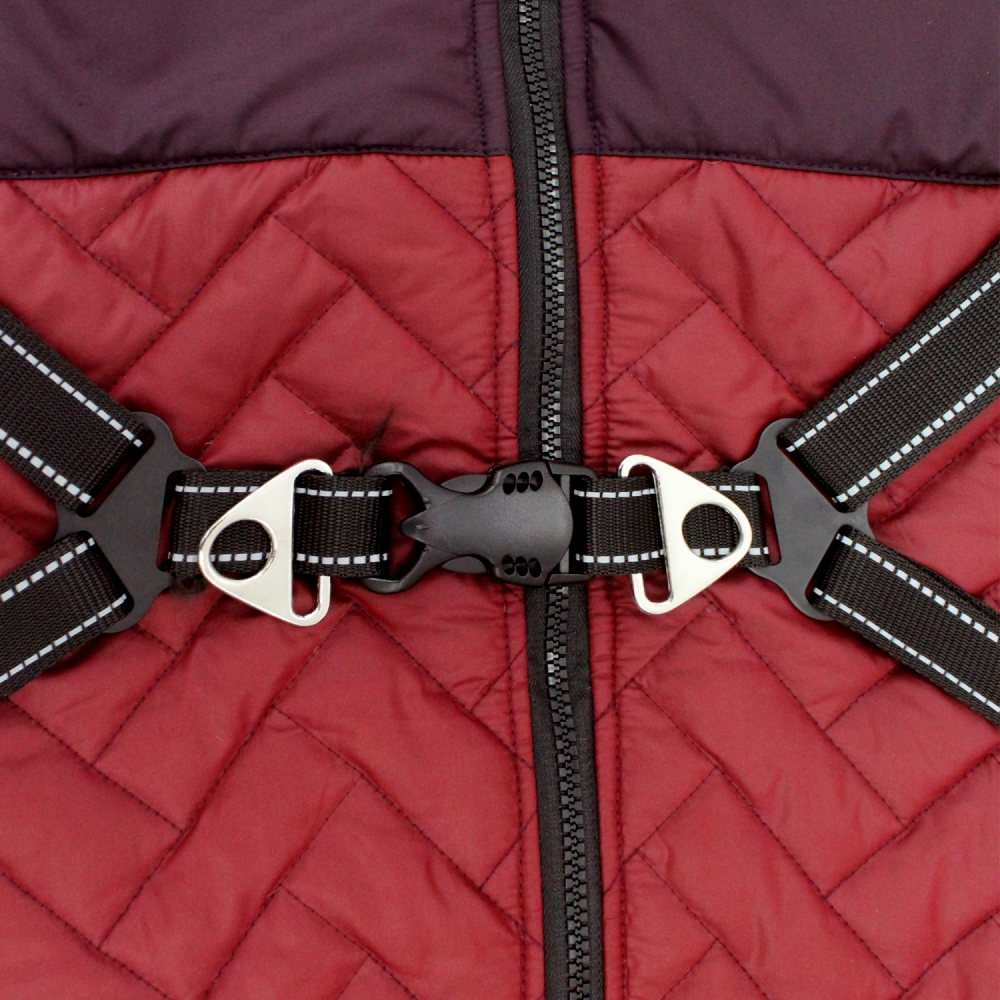 Pawpourri Puffer Jacket with Attached Harness for Dogs (Maroon) Both-Clothing & Accessories Pawpourri Dropship
