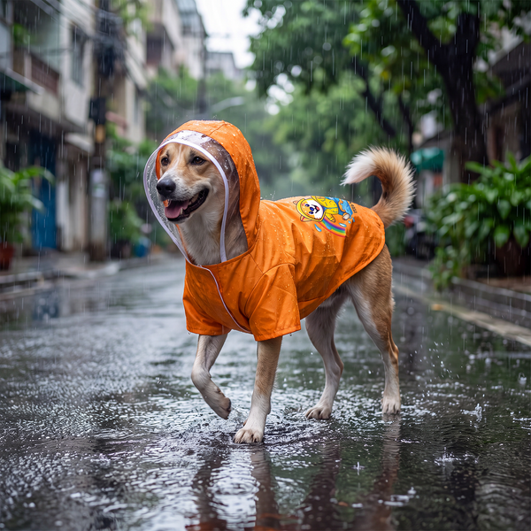Pets Way Mistiq Orange Rainbhaw Raincoat for Dogs