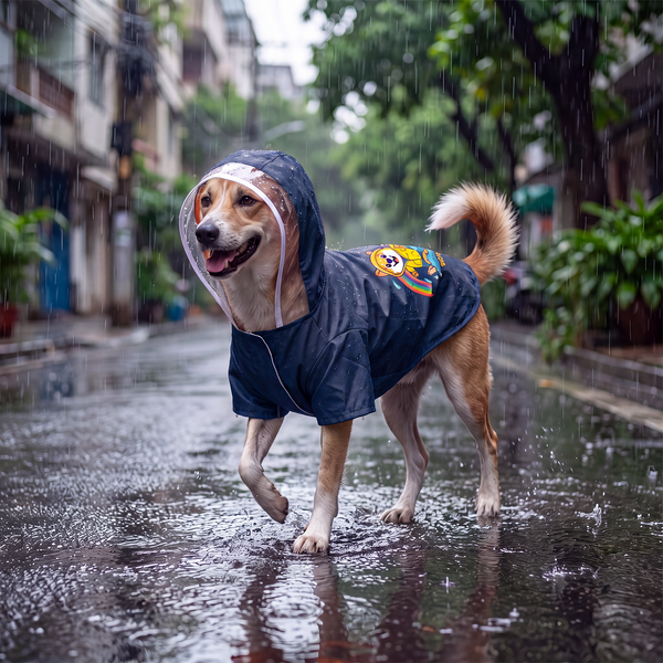 Pets Way Mistiq Coal Paw In The Rain Raincoat for Dogs