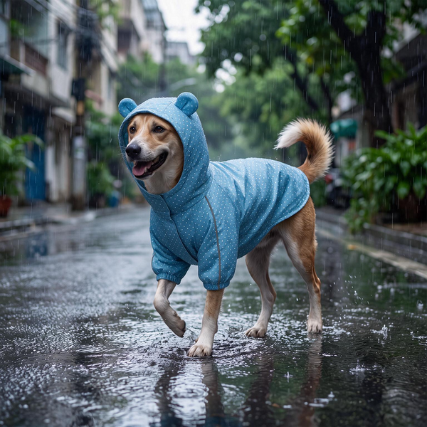 Skatrs Drizzle Dazzle Raincoat for Dogs (Light Blue)
