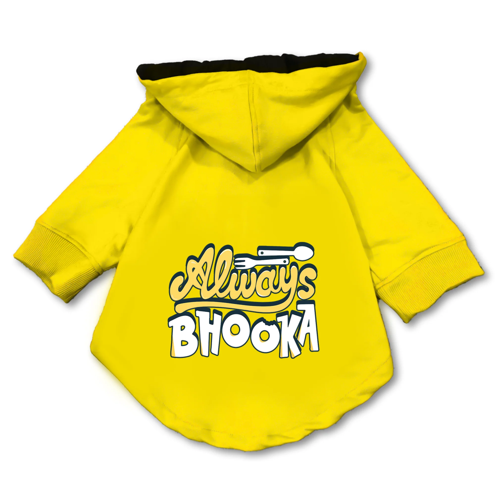 Pawsindia Always Bhooka Hoodie for Dogs (Yellow) Dogs-Clothing & Accessories Pawsindia Dropship