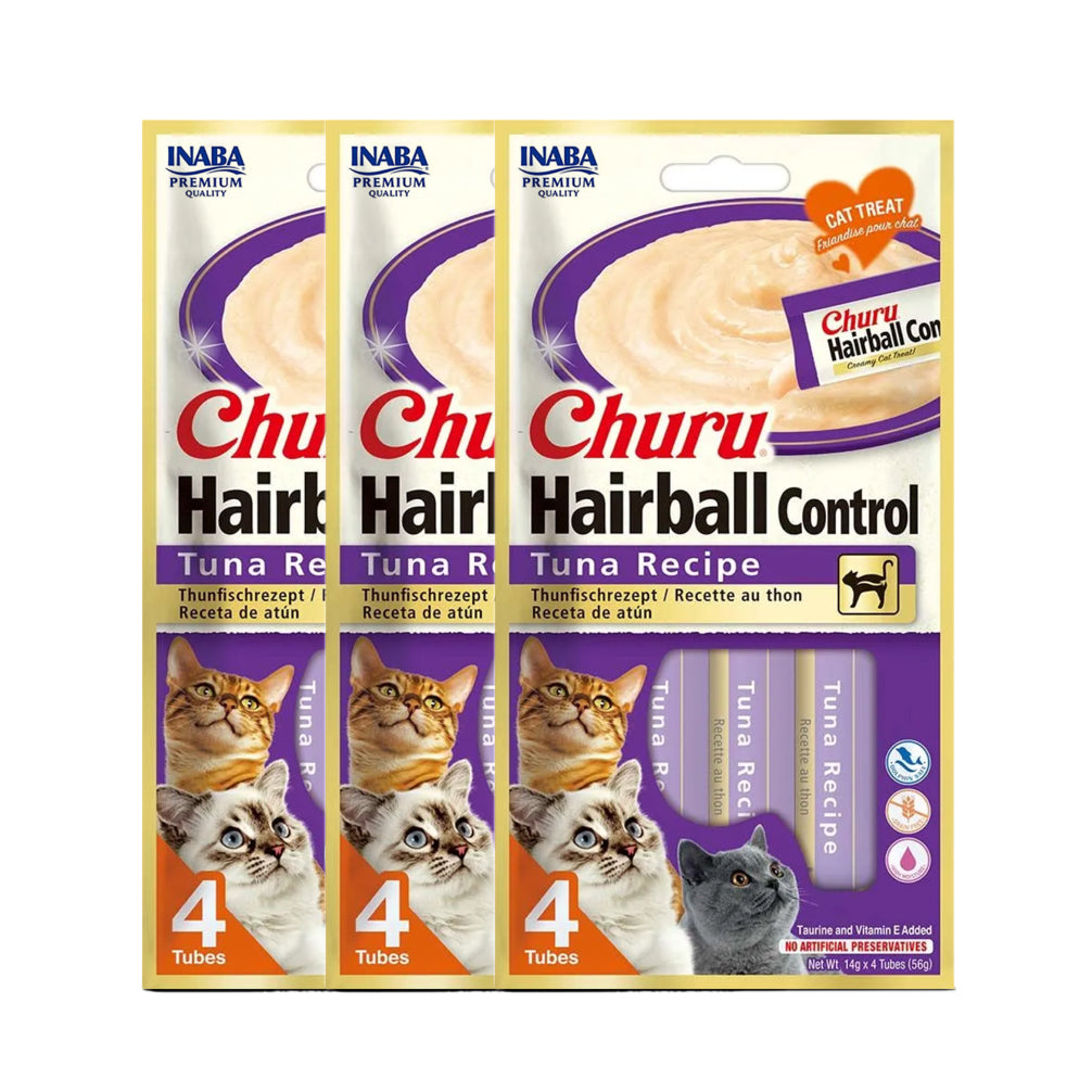 INABA Churu Hairball Tuna Recipe Creamy Cat Treats Cats-Treats & Others INABA 3x56g(4pcs)