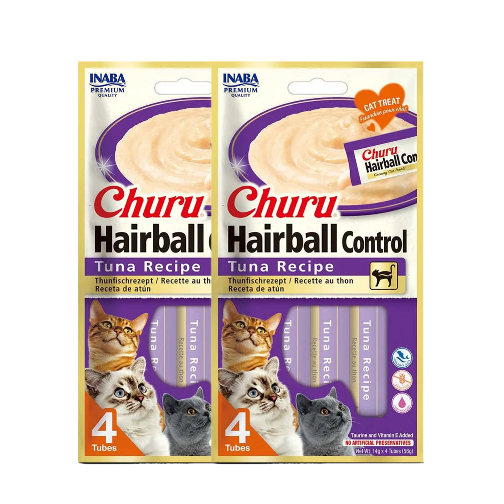 INABA Churu Hairball Tuna Recipe Creamy Cat Treats Cats-Treats & Others INABA 2x56g(4pcs)