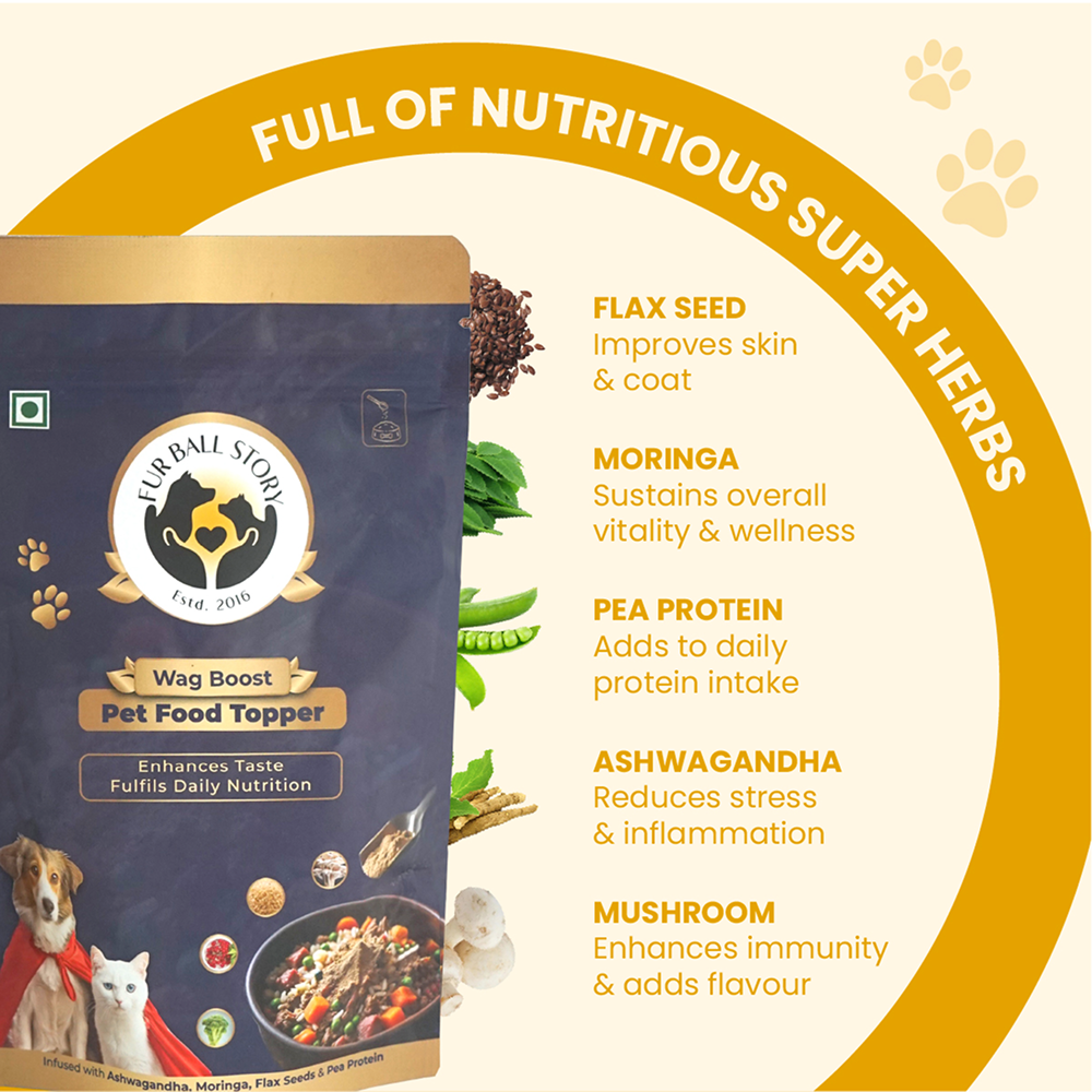 FurBall Story Wag Boost Food Topper for Dogs and Cats Dogs- Dry Food Furball Story