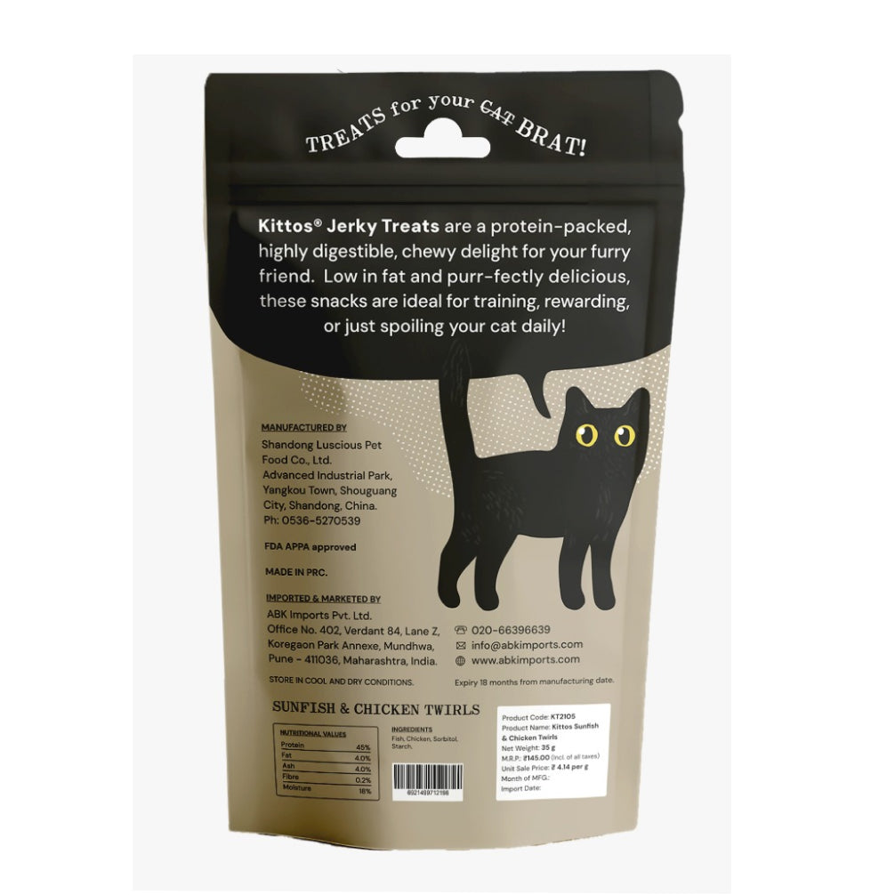 Kittos Purr Fect Sunfish Chicken and Twirls Cat Treats Cats-Treats & Others Kittos