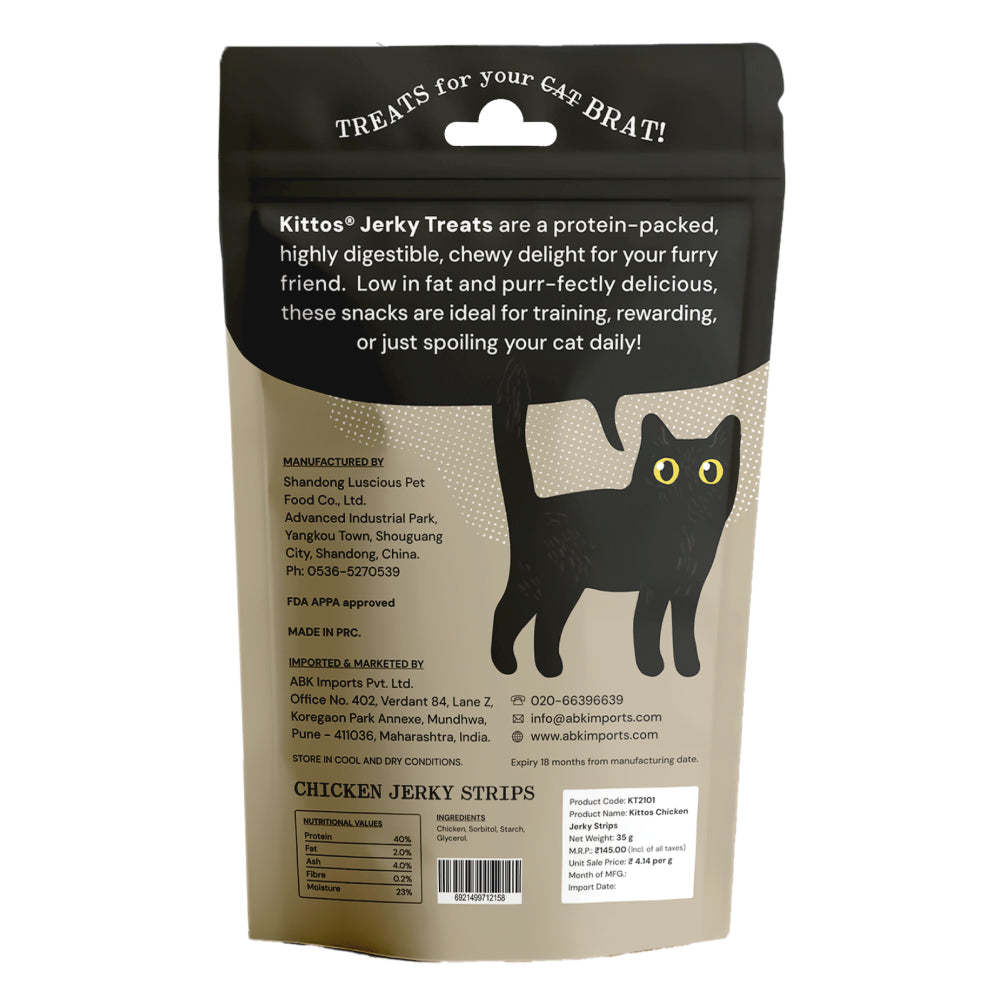 Kittos Purr Fect Chicken Jerky Strips Cat Treats Cats-Treats & Others Kittos