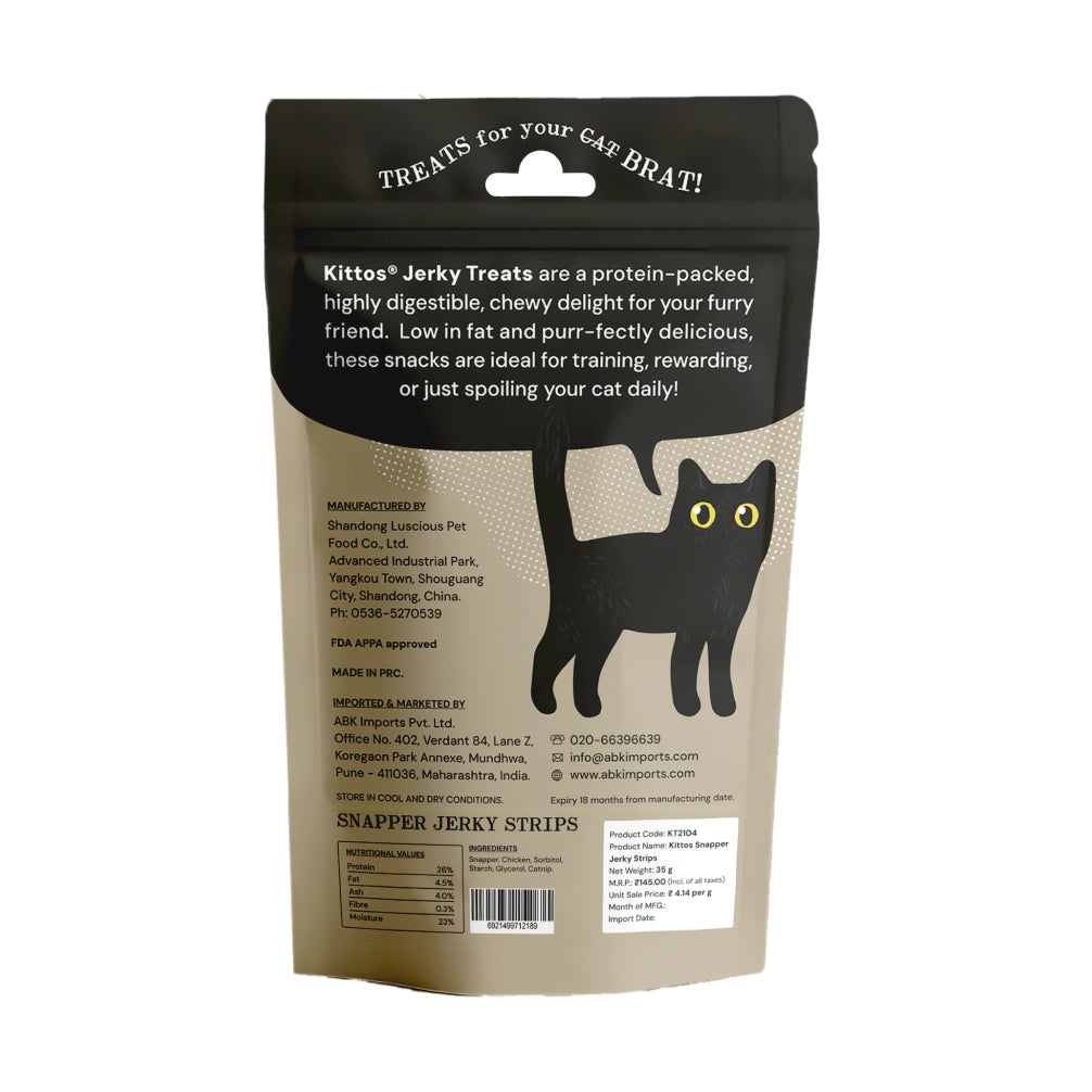 Kittos Purr Fect Snapper Jerky Strips Cat Treats Cats-Treats & Others Kittos