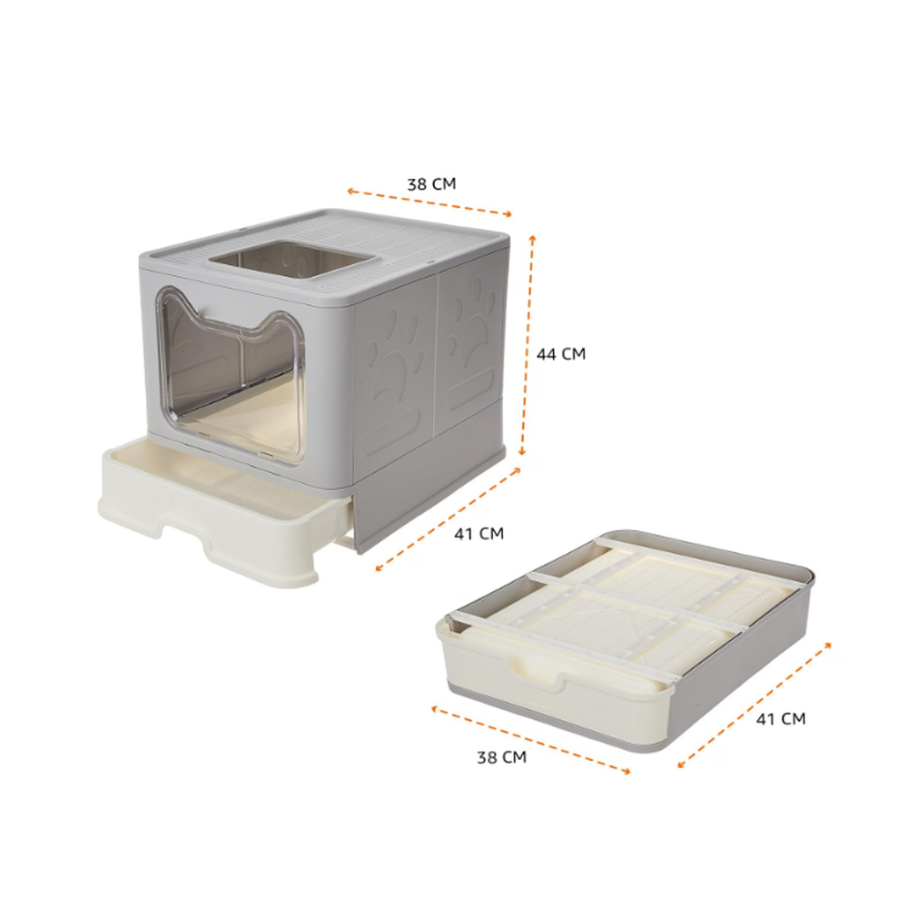 Skatrs Foldable Covered Cat Litter Box with Anti-Spill Tray Easy Cleaning Spacious Design Top and Side Openings Litter Tray for Cats and Kittens Litter Supplies Skatrs