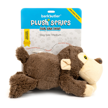 Barkbutler Boh The Bear Plush Toy for Dogs | For Medium Chewers (Brown)