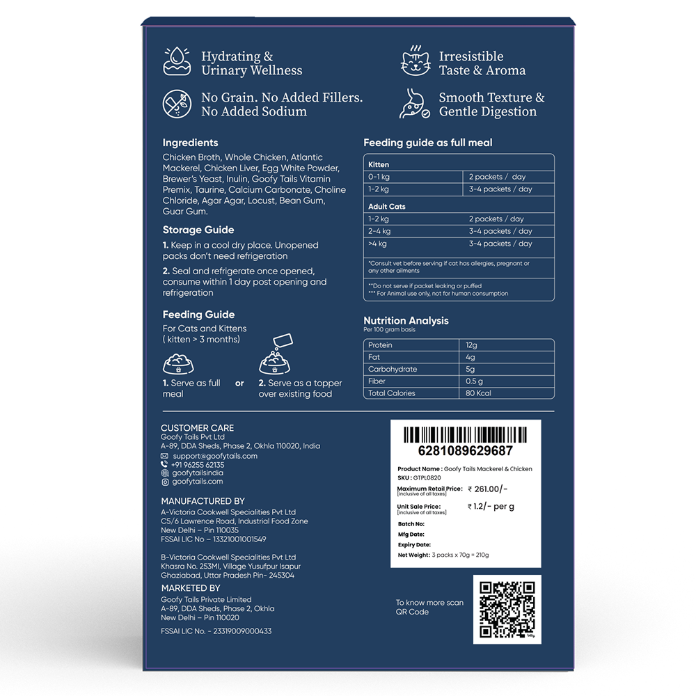 Goofy Tails Mackerel & Chicken Cat Meals Cats-Treats & Others Goofy Tails