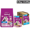 Whiskas Ocean Fish Kitten/Mother & Baby Dry Food and Tuna in Jelly Kitten Cat Wet Food Exclusive Combo Whiskas 6.5kg+14x80g