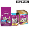 Whiskas Ocean Fish Flavour Adult Cat Dry and Wet Food Combo Exclusive Combo Whiskas 20kg+14x80g