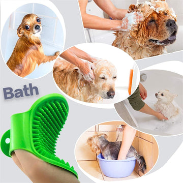 Chullbull Rectangle Slicker, Bath and Rubber Hand Brush Grooming Kit for Dogs