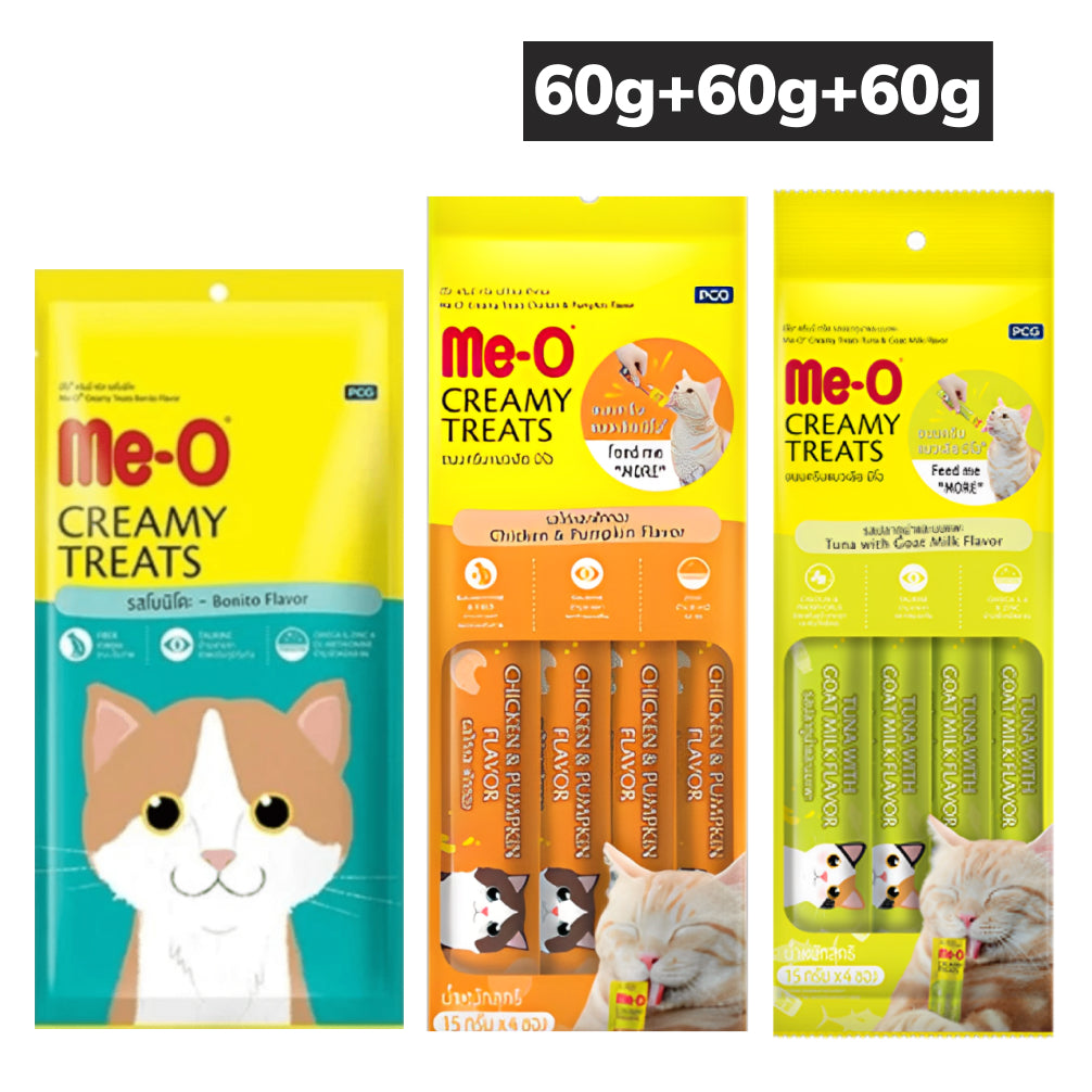 Me O Bonito Creamy, Chicken and Pumpkin and Tuna and Goat Creamy Treat Combo Cat Cats-Treats & Others Me O 3x60g
