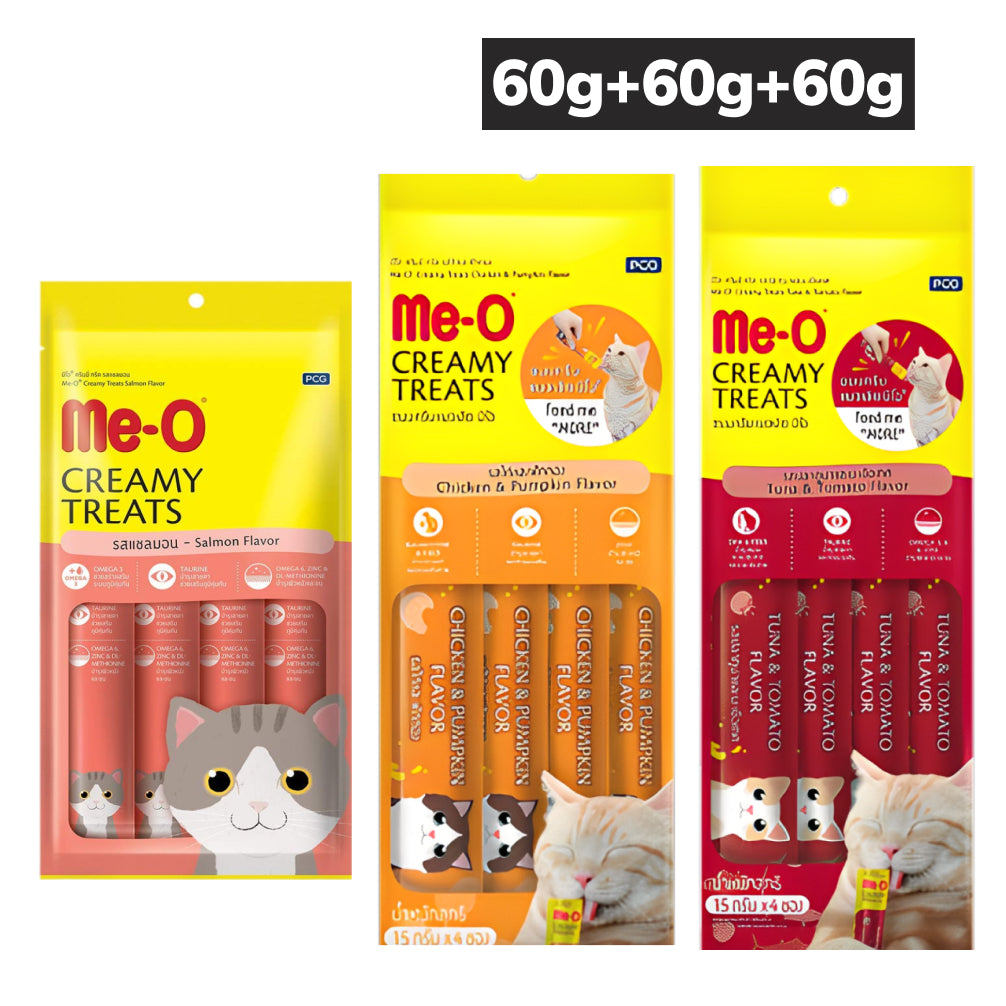 Me O Salmon Creamy, Chicken and Pumpkin and Tuna and Tomato Creamy Treat Combo Cat Cats-Treats & Others Me O 3x60g