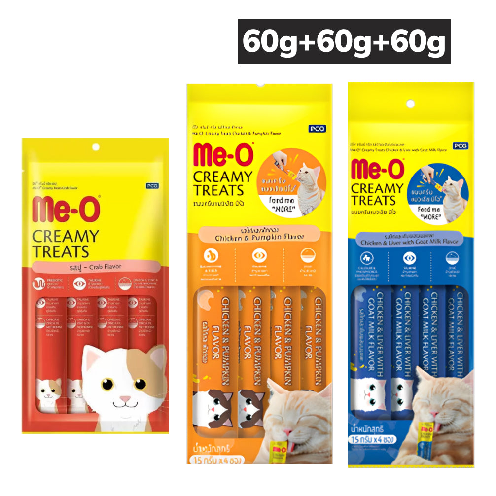 Me O Crab Creamy, Chicken and Pumpkin and Chicken and Liver Creamy Combo Cat Cats-Treats & Others Me O 3x60g