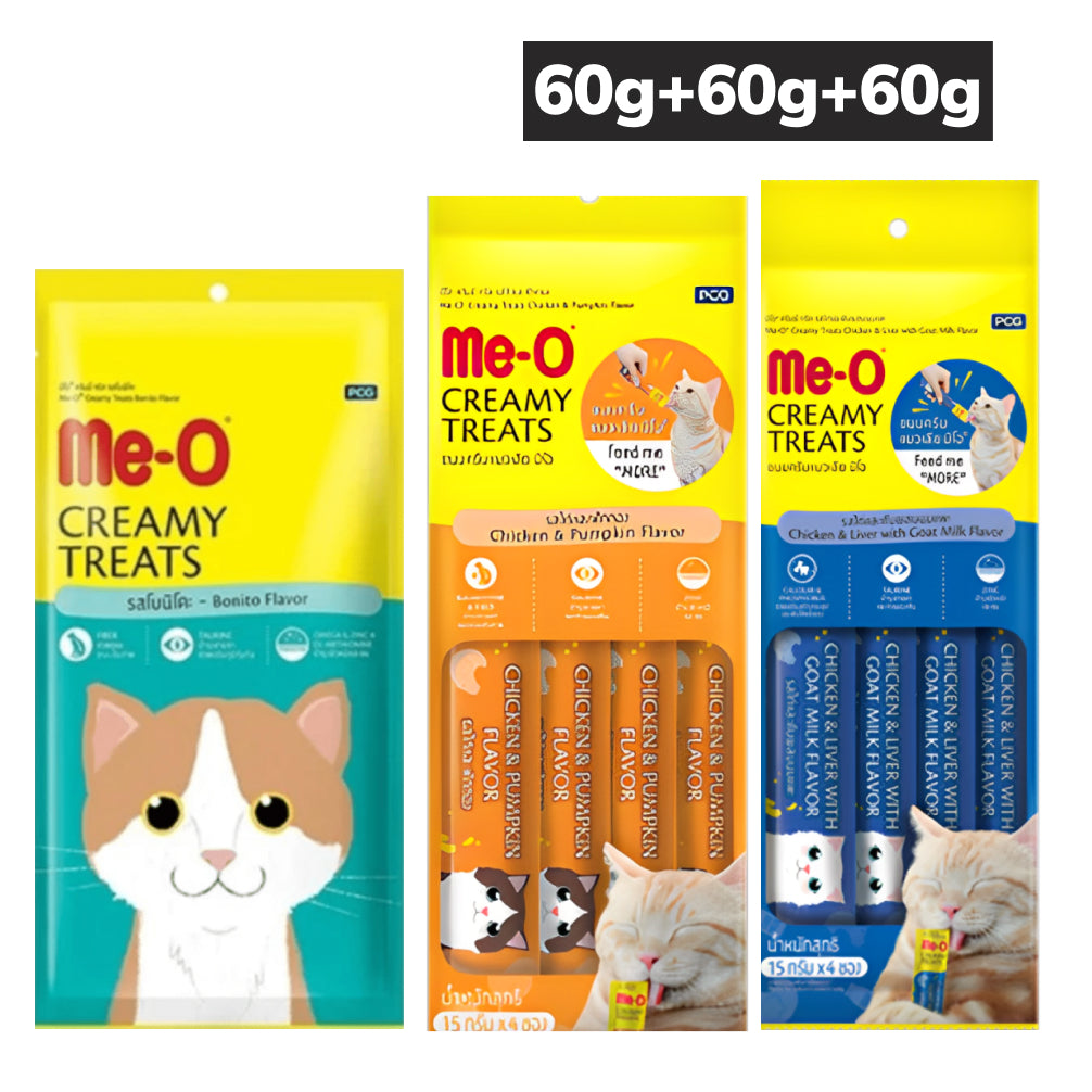 Me O Bonito Creamy, Chicken and Pumpkin and Chicken and Liver Creamy Treat Combo Cat Cats-Treats & Others Me O 3x60g