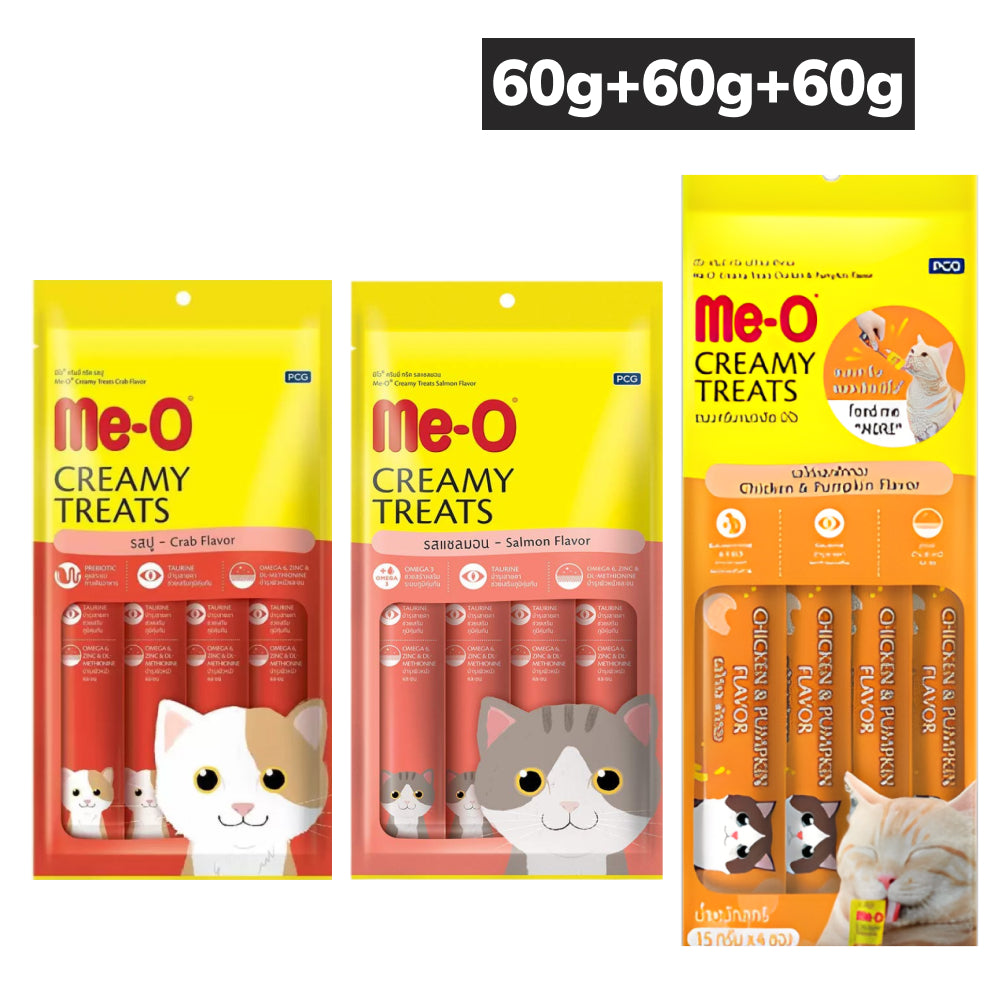 Me O Crab Creamy, Salmon Creamy and Chicken and Pumpkin Treat Combo Cat Cats-Treats & Others Me O 3x60g