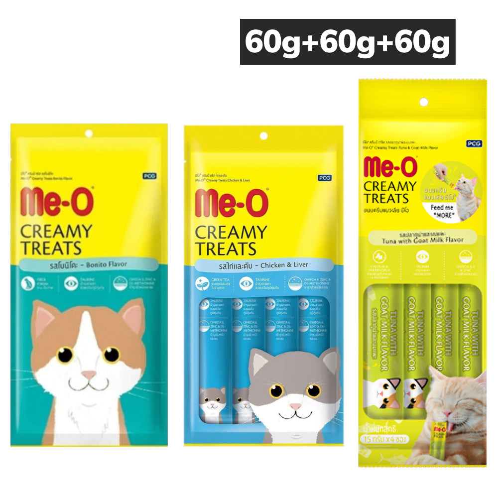 Me O Bonito, Chicken, Liver, Tuna, Goat, Milk Combo Creamy Treats Cat Cats-Treats & Others Me O 3x60g