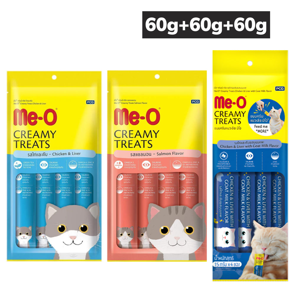Me O Chicken, Liver, Salmon, Goat, Milk Combo Creamy Treats Cat Cats-Treats & Others Me O 3x60g