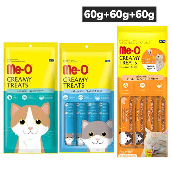 Me O Bonito Creamy, Chicken and Liver Creamy and Chicken and Pumpkin Treat Combo Cat