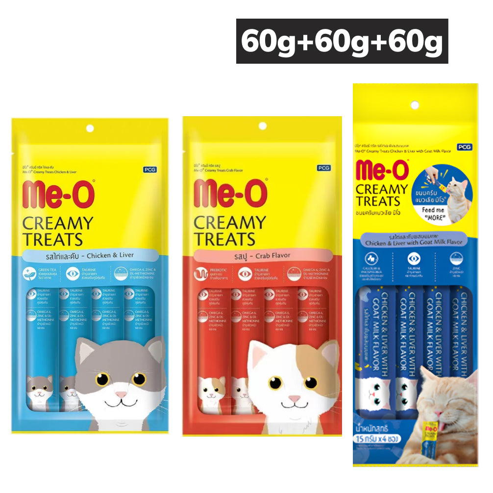 Me O Chicken, Liver, Crab, Goat, Milk Combo Creamy Treats Cat Cats-Treats & Others Me O 3x60g