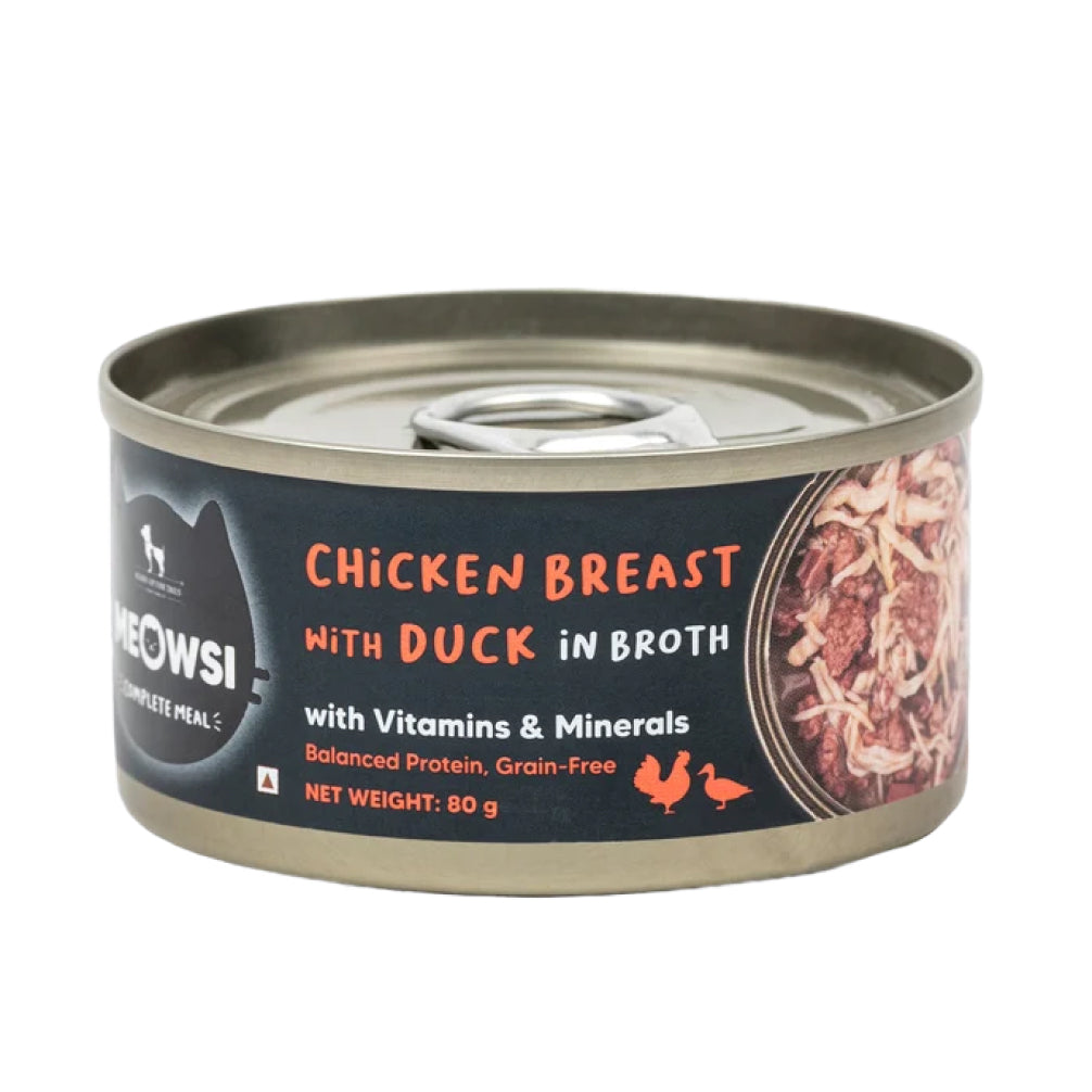 HUFT Meowsi Chicken Breast with Duck in Broth Canned Cat Wet Food Cats-Wet Food Heads Up for Tails 80g