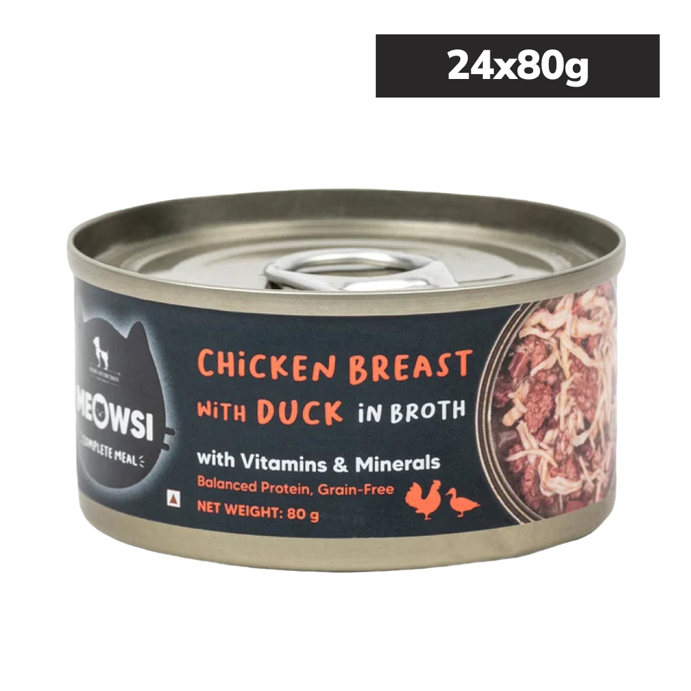 HUFT Meowsi Chicken Breast with Duck in Broth Canned Cat Wet Food Cats-Wet Food Heads Up for Tails 24x80g