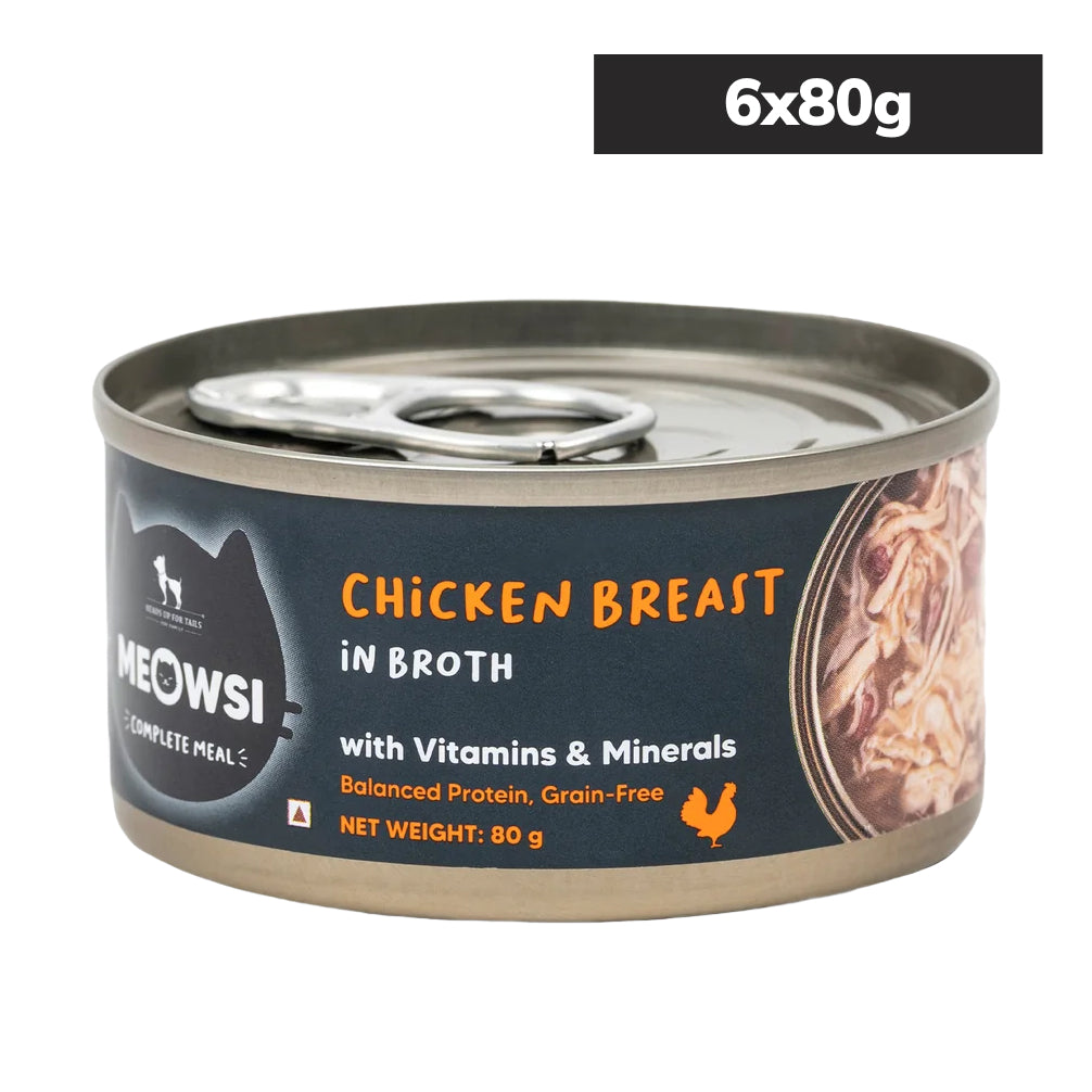 HUFT Meowsi Chicken Breast in Broth Canned Cat Wet Food Cats-Wet Food Heads Up for Tails 6x80g