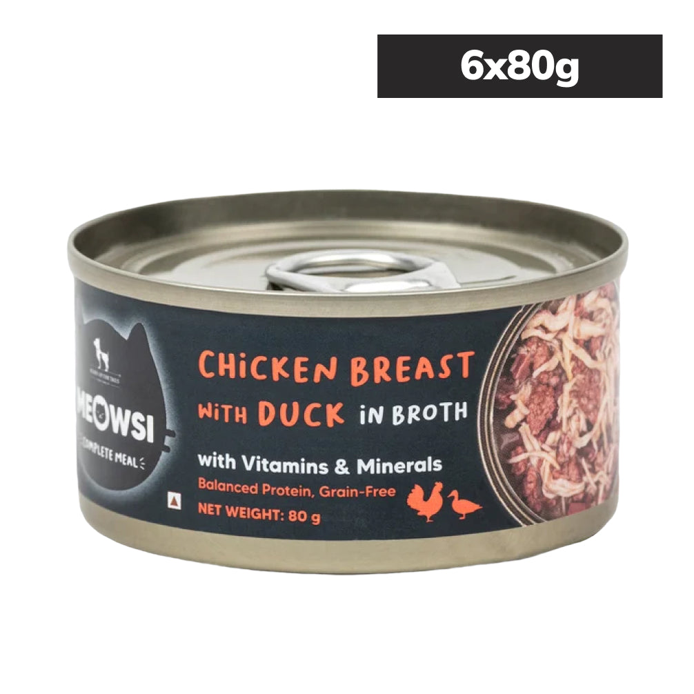 HUFT Meowsi Chicken Breast with Duck in Broth Canned Cat Wet Food Cats-Wet Food Heads Up for Tails 6x80g