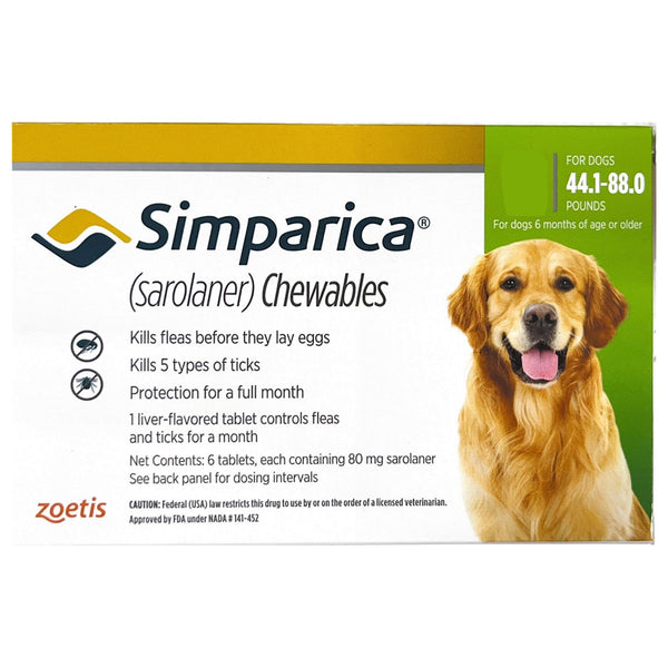 Zoetis Simparica (Sarolaner) Tick and Flea Control Tablet for Dogs (1 tablet)