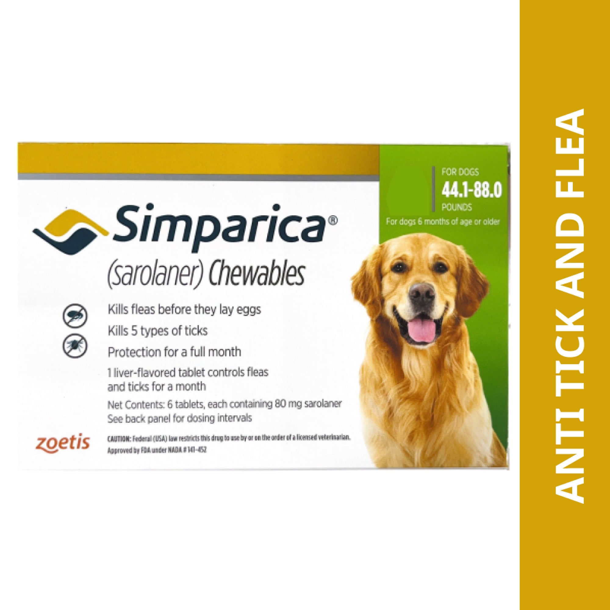 Zoetis Simparica Tick and Flea Control Tablet for Dogs (1 tablet) Dogs-Pharmacy Zoetis Pharmacy