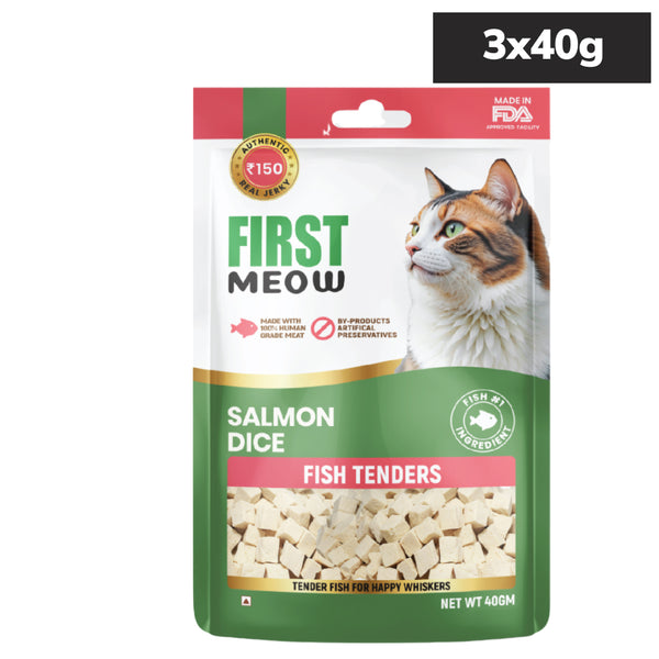 First Meow Salmon Dice Cat Treat