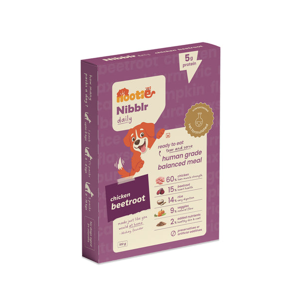 Nootie Nibblr Fresh Wholesome Ready to Eat Meal Daily Chicken Liver Beetroot & Rice Dog Wet Food