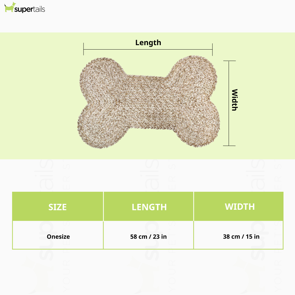 Pawpourri Bone Shaped Jute Mat for Dogs and Cats (Beige)