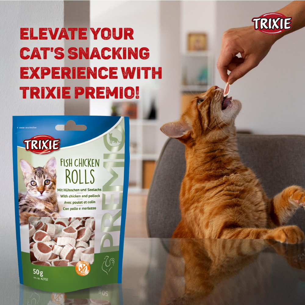 Trixie Premio Trainer Snack Mini Fish Nuggets and Fish and Chicken Rolls Cat Treats Combo Cats-Treats & Others Trixie