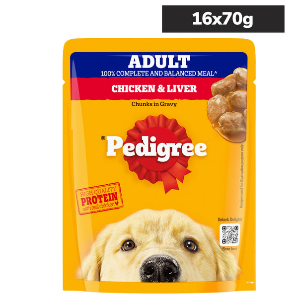 Pedigree Chicken and Liver Chunks in Gravy Adult Dog Wet Food (70g)