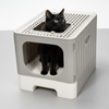 Skatrs Foldable Covered Cat Litter Box with Anti-Spill Tray Easy Cleaning Spacious Design Top and Side Openings Litter Tray for Cats and Kittens Litter Supplies Skatrs
