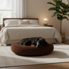 Skatrs Round Donut Bed for Cats and Small and Medium Dogs (Brown) Both-Bedding, Mats & Travel Supplies Skatrs
