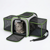 Skatrs Foldable Expandable Pet Travel Carrier Bag for Small Dogs, Adult Cats & Kittens (Grey with Neon Green) Both-Bedding, Mats & Travel Supplies Skatrs 18.5 Inch X 11 Inch X 11 Inch